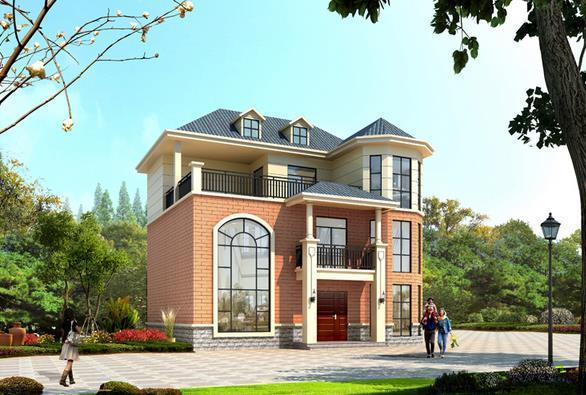 有錢一定要建套這樣的別墅，帶落地窗復式三層圓你別墅夢！