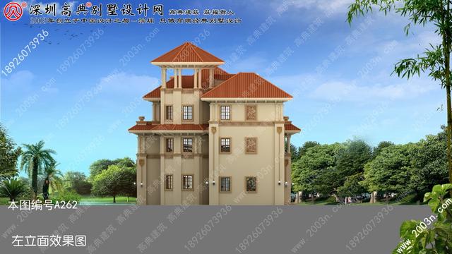 農(nóng)村自建豪華三層歐式別墅效果圖，自帶觀景平臺(tái)+老虎窗