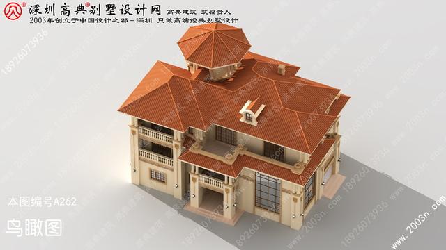 農(nóng)村自建豪華三層歐式別墅效果圖，自帶觀景平臺(tái)+老虎窗