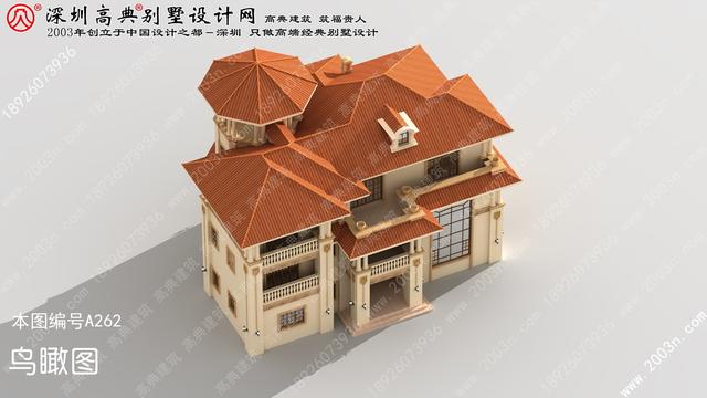 農(nóng)村自建豪華三層歐式別墅效果圖，自帶觀景平臺(tái)+老虎窗