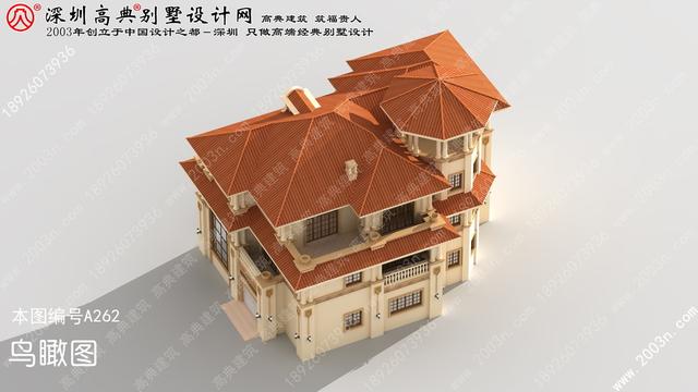 農(nóng)村自建豪華三層歐式別墅效果圖，自帶觀景平臺(tái)+老虎窗