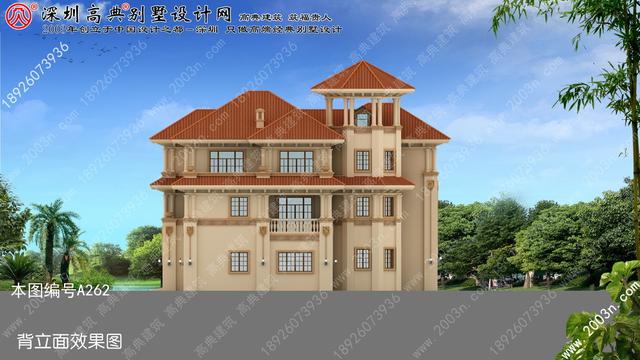 農(nóng)村自建豪華三層歐式別墅效果圖，自帶觀景平臺(tái)+老虎窗