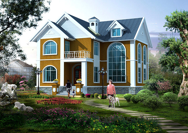 田園風(fēng)格別墅設(shè)計(jì)圖及外觀圖片，樓中樓結(jié)構(gòu)