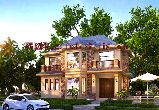 現(xiàn)代二層別墅房屋設(shè)計(jì)圖，帶外觀圖片