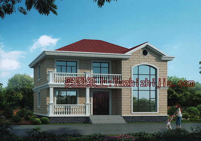 二層新農(nóng)村自建房設(shè)計圖，帶外觀效果圖