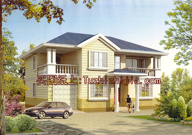 帶閣樓二層別墅設計圖，帶外觀效果圖片