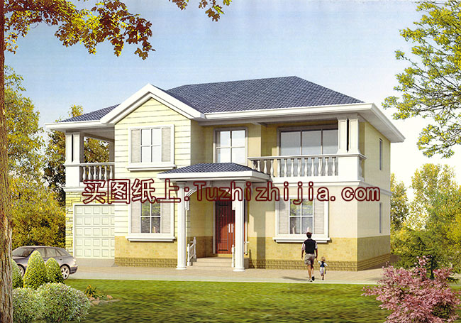 帶閣樓二層別墅設計圖，帶外觀效果圖片