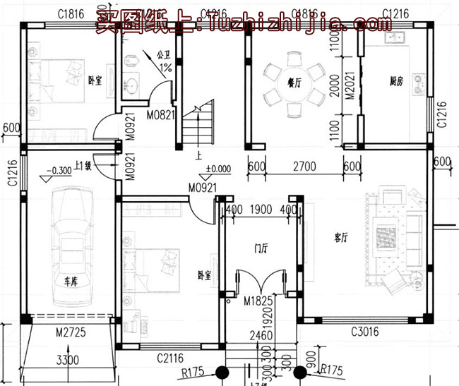 帶閣樓二層別墅設計圖，帶外觀效果圖片