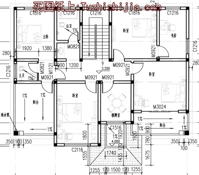帶閣樓二層別墅設計圖，帶外觀效果圖片