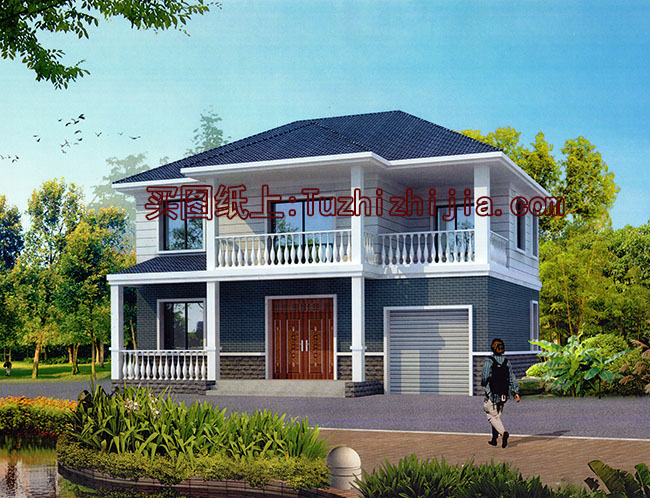 農(nóng)村二層帶車庫樓房設(shè)計(jì)圖，帶外觀效果圖片