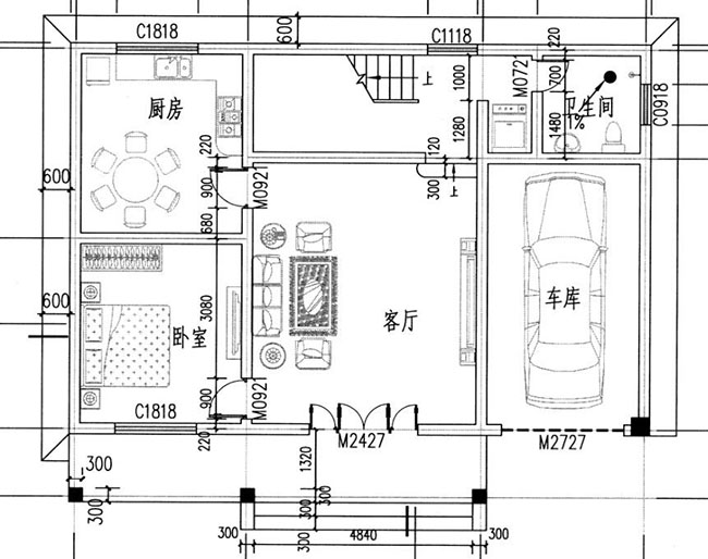 農(nóng)村二層帶車庫樓房設(shè)計(jì)圖，帶外觀效果圖片