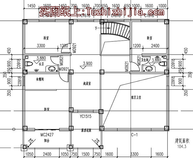 簡單的復(fù)式住宅設(shè)計圖，客廳挑高，帶外觀效果圖片