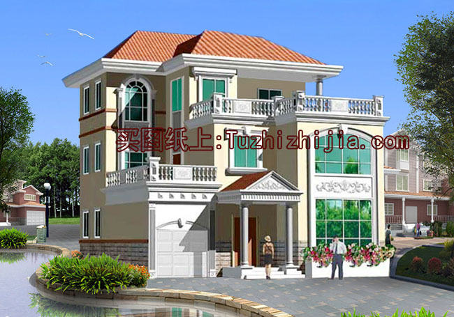 農(nóng)村三層帶車庫、帶露臺別墅設(shè)計圖，經(jīng)典自建別墅設(shè)計方案