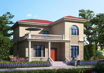 外觀簡潔戶型合理的二層小別墅設計圖，還帶露臺