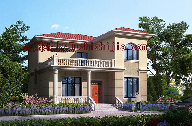 外觀簡潔，戶型合理的二層小別墅設(shè)計圖，還帶露臺