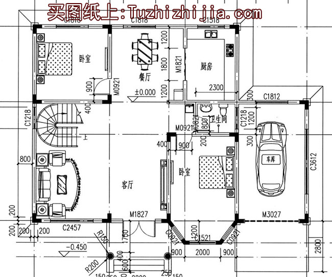 樓中樓客廳挑高二層別墅設(shè)計(jì)圖，復(fù)式別墅方案推薦