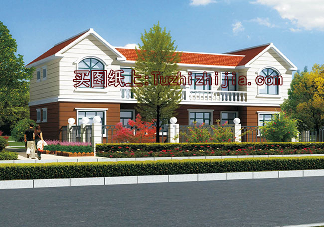 適合兄弟自建的二層雙拼別墅設(shè)計(jì)方案，帶效果圖