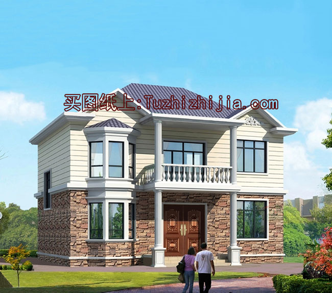 農村小戶型二層房屋別墅設計圖，帶外觀效果圖