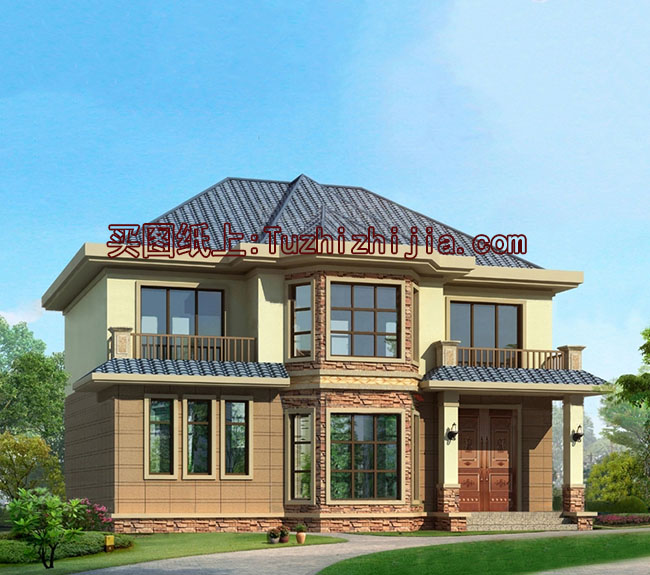 農(nóng)村三間兩層樓房設(shè)計圖，帶外觀效果圖