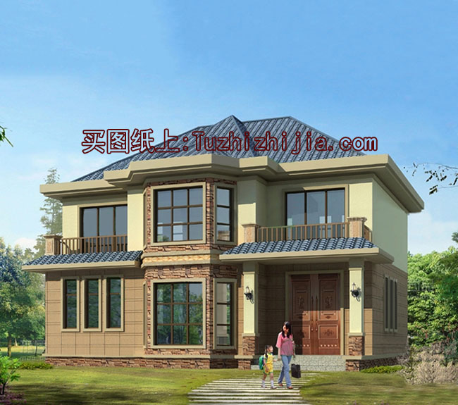 農(nóng)村三間兩層樓房設(shè)計圖，帶外觀效果圖