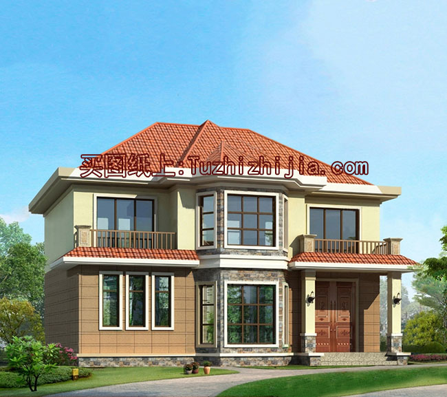 農(nóng)村三間兩層樓房設(shè)計圖，帶外觀效果圖