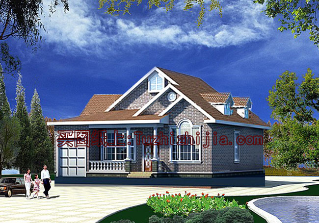 農(nóng)村一層半房屋設(shè)計(jì)圖，帶外觀效果圖，外觀時(shí)尚