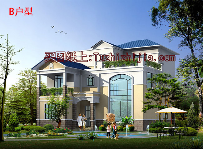 農(nóng)村三層復式樓房住宅設(shè)計圖，私人別墅設(shè)計