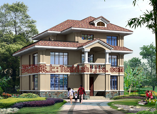 新農(nóng)村三層樓房住宅設(shè)計方案，戶型圖、效果圖、全套施工圖