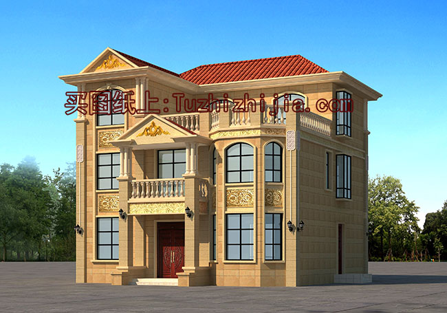 外觀高檔大氣的三層別墅房屋設(shè)計圖，高端別墅設(shè)計展示