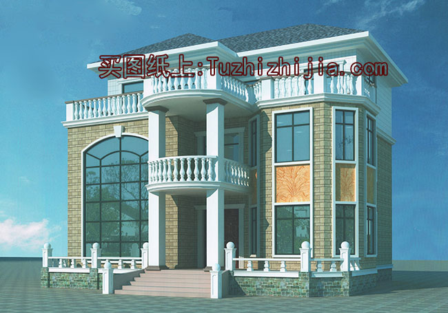 氣派的帶旋轉(zhuǎn)樓梯三層別墅房屋設(shè)計(jì)圖，戶型很好