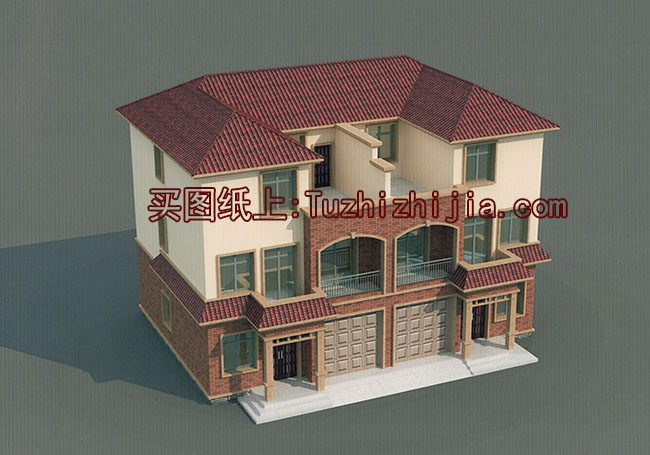 戶型經(jīng)典的 鄉(xiāng)村雙拼別墅房屋設(shè)計(jì)圖，帶外觀效果圖片