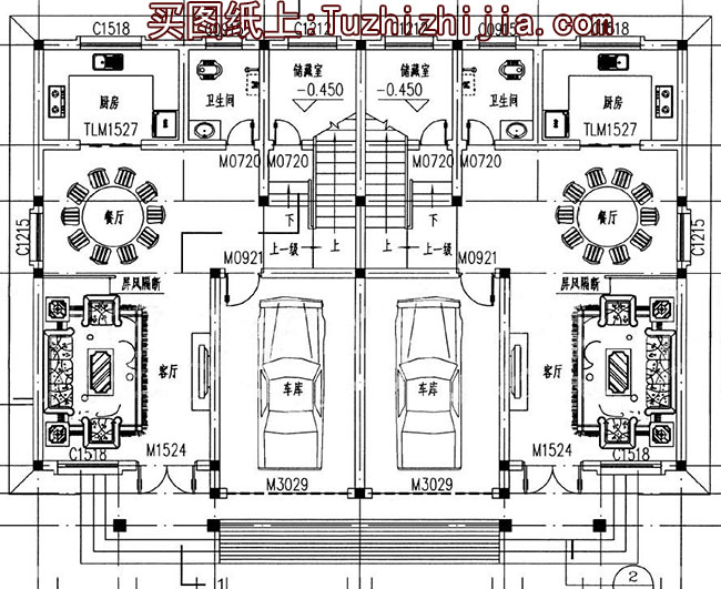 戶型經(jīng)典的 鄉(xiāng)村雙拼別墅房屋設(shè)計(jì)圖，帶外觀效果圖片