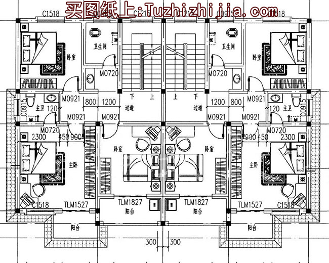 戶型經(jīng)典的 鄉(xiāng)村雙拼別墅房屋設(shè)計(jì)圖，帶外觀效果圖片