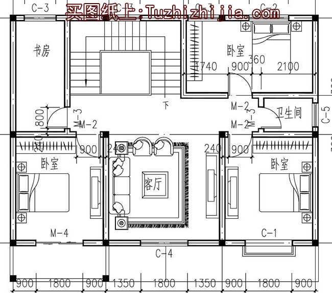 110平左右三間兩層農(nóng)村別墅房屋設(shè)計(jì)圖，含外觀效果圖