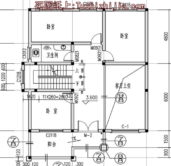 客廳中空三層復式別墅房屋設計圖，帶外觀效果圖