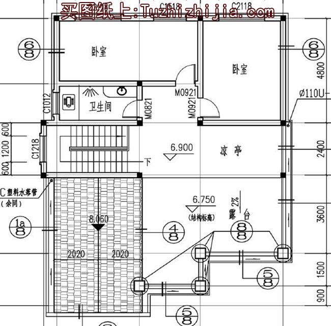 客廳中空三層復式別墅房屋設計圖，帶外觀效果圖
