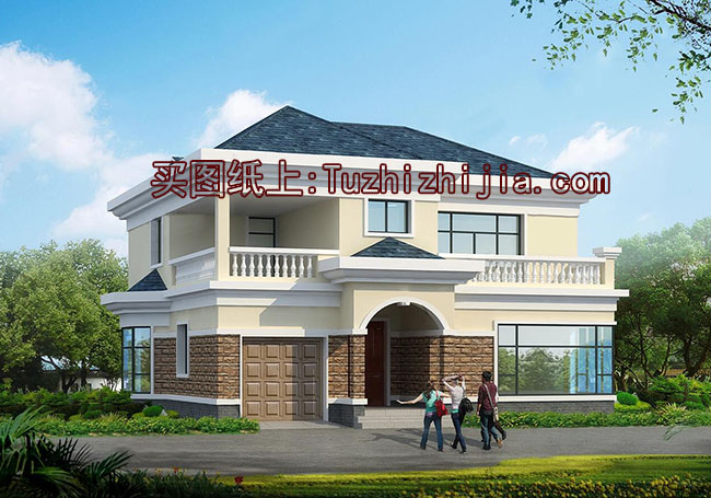 帶車庫二層165平別墅房屋設(shè)計圖，含效果圖