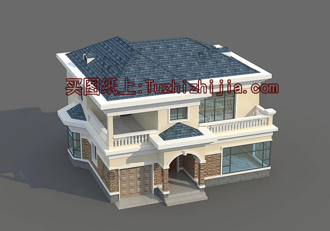 帶車庫二層165平別墅房屋設(shè)計圖，含效果圖