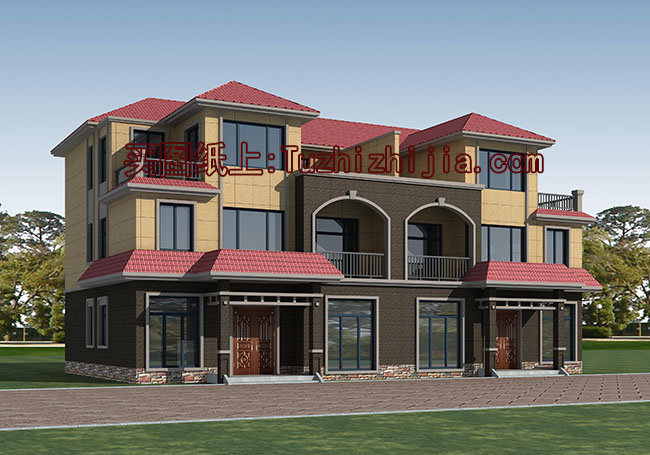 經(jīng)典三層雙拼樓房設(shè)計圖，經(jīng)典外觀，經(jīng)典戶型