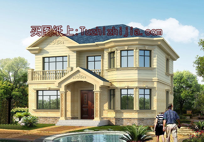 別致美觀的簡歐二層別墅房屋設(shè)計圖，含外觀效果圖