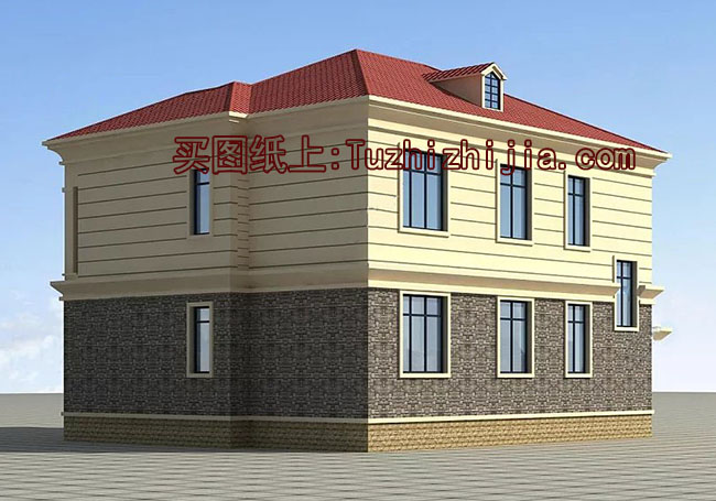 130平氣派美觀的二層別墅房屋設(shè)計(jì)圖，含效果圖