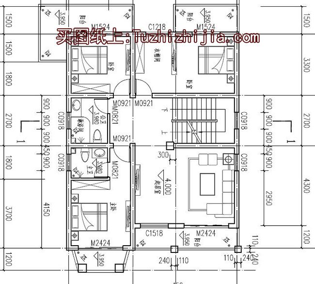 105平左右四層別墅房屋設(shè)計圖，含外觀效果圖