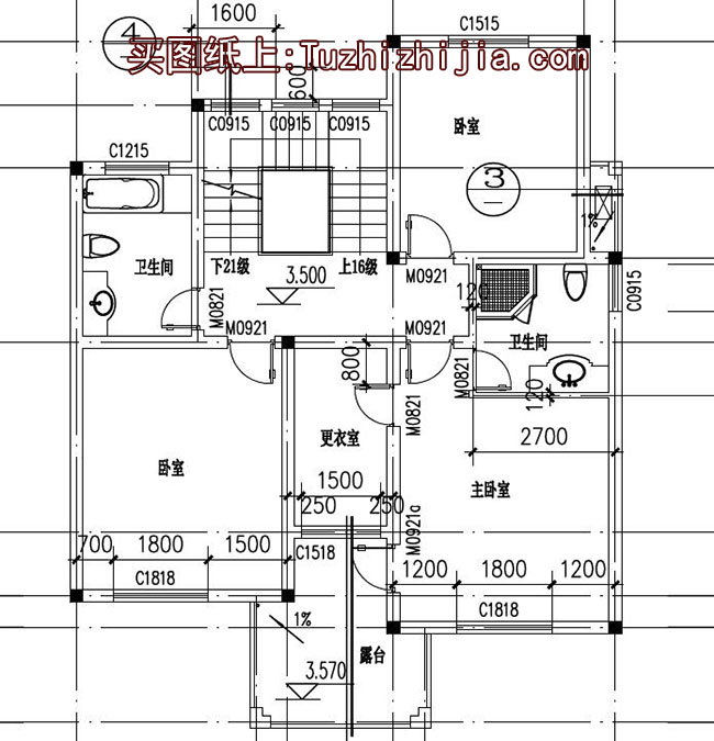 130平帶閣樓兩層半別墅房屋設(shè)計(jì)圖，含外觀效果圖