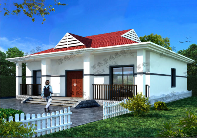 大氣一層自建房設(shè)計(jì)圖，含外觀效果圖，農(nóng)村自建別墅戶型