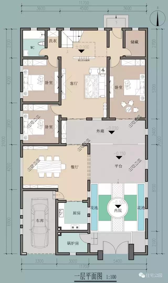 11X21米中式大平層設(shè)計(jì)圖，種花養(yǎng)魚生活悠閑！你是不是也想回家建？