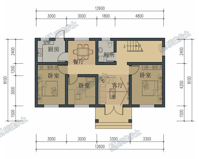 二層農(nóng)村小洋樓設(shè)計(jì)圖，功能齊全，造型美觀！