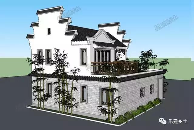 中式徽派二層房屋小院設(shè)計，戶型合理，蓋好后讓人羨慕不已！