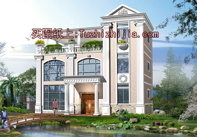 農村120平三層樓房設計圖，造型現代，帶屋頂花園