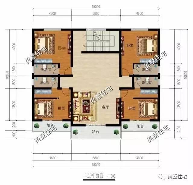 二層農(nóng)村別墅設(shè)計(jì)，5臥室8衛(wèi)生間，第一次見這種戶型！