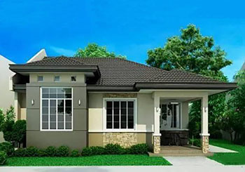 現(xiàn)代一層（帶悶頂）別墅住宅設(shè)計(jì)圖，外觀現(xiàn)代時(shí)尚